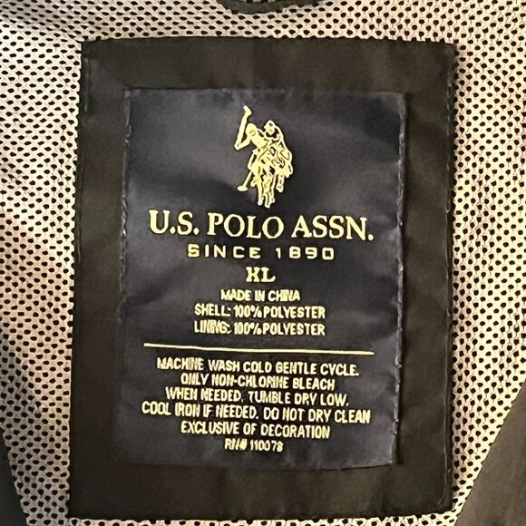 U.S. Polo Assn Men's Golf Jacket Black w/Gray Lightweight XL 100% Polyester Coat - Picture 4 of 12